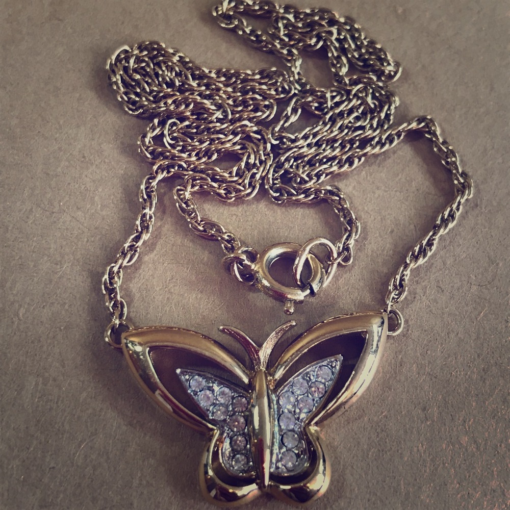 SIGNED Attwood & Sawyer Butterfly Diamond Necklace